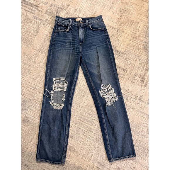 L'AGENCE Ezra High Rise Distressed Jeans Size 25 Dark Wash Denim Casual - Picture 1 of 16